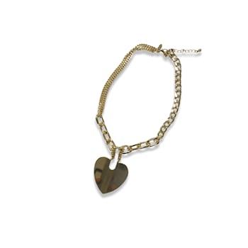 Gold Tone Heart Pendant Necklace.