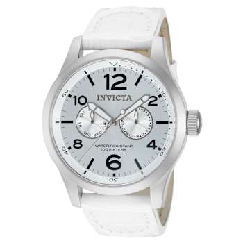 Invicta Specialty 48mm White Dial Leather Band Quartz Watch