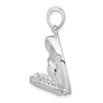 Rhodium Over Sterling Silver Polished Moveable Shark Head Pendant