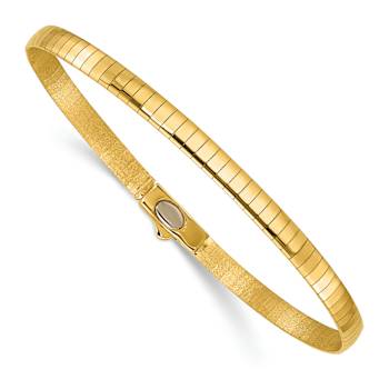 14K Yellow Gold Polished and Satin 4mm 7.5-inch Reversible Omega Bracelet