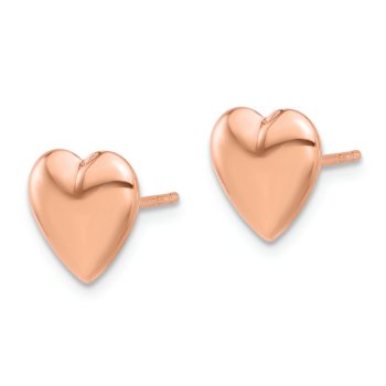 14k Rose Gold Polished Puffed Heart Stud Earrings