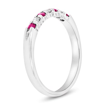 0.25ctw Ruby and Diamond Wedding Band Ring in 14k White Gold
