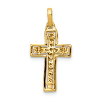 10k Yellow Gold and Rhodium Over 10k Yellow Gold 0.136 cttw Diamond
Cross Pendant