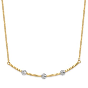 14K Two-tone Diamond-cut Bar Necklace