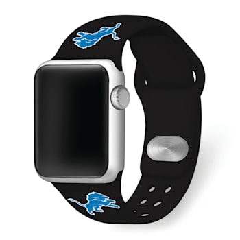 Gametime Detroit Lions Black Silicone Band fits Apple Watch (42/44mm
M/L). Watch not included.