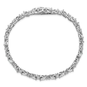 Rhodium Over Sterling Silver Polished Fancy Marquise Cubic Zirconia Bracelet