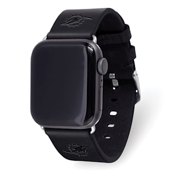 Gametime Miami Dolphins Leather Band fits Apple Watch (38/40mm S/M
Black). Watch not included.