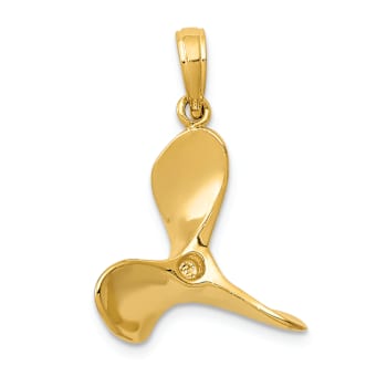 14k Yellow Gold 3D Polished Propeller Pendant
