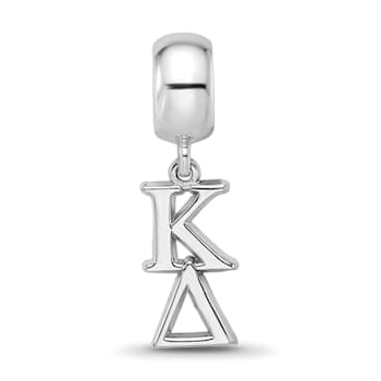 Rhodium Over Sterling Silver LogoArt Kappa Delta Vertical Letters on Bead