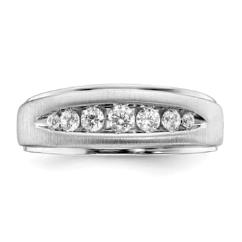 Rhodium Over 10K White Gold Lab Grown Diamond, SI1/SI2, G H I, Men's Ring
