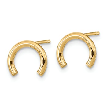14k Yellow Gold Polished U Shape Tube Stud Earrings