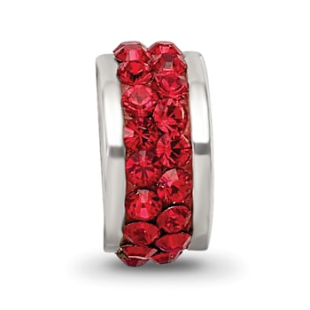 Sterling Silver Reflections Scarlet Double Row Preciosa Crystal Bead