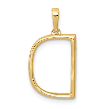 14K Yellow Gold Diamond Letter D Initial Pendant