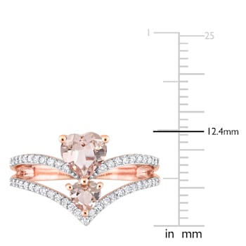 0.87ctw Morganite And 0.25ctw Diamond 10k Rose Gold 2-Stone Ring