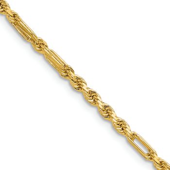 14k Yellow Gold 2.75mm Solid Diamond-cut Milano Rope 24 Inch Chain