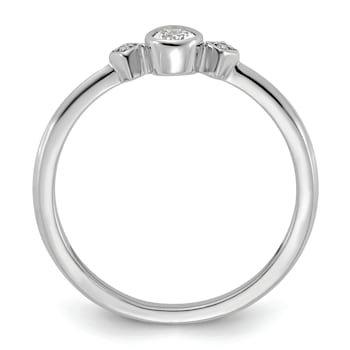 Rhodium Over 14K Gold Petite Pear Diamond Ring 0.13ctw