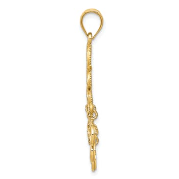 14k Yellow Gold Polished and Diamond-Cut Chandelier Pendant