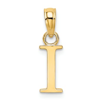 14k Yellow Gold Polished Block Letter I Initial Pendant