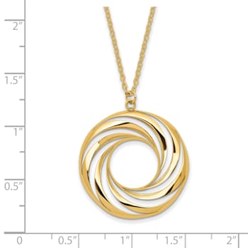 14K Yellow Gold Polished and Brushed Necklace