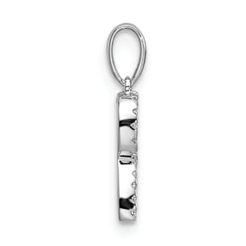 Rhodium Over 14k White Gold Diamond Letter R Initial Pendant