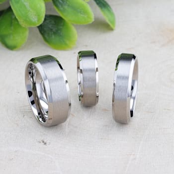 SHIRE Titanium Brushed Center Men’s Flat Wedding Ring with Polished
Beveled Edges 8mm