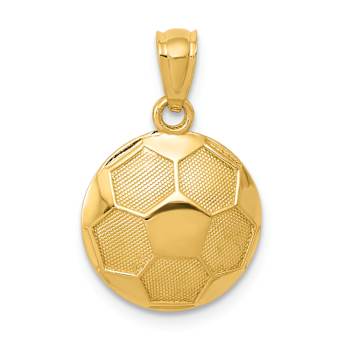 14k Yellow Gold Textured Soccer Ball Pendant