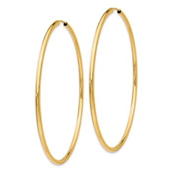 14k Yellow Gold Polished 2 3/8" Round Endless Hoop Earrings