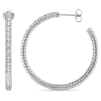 0.25ctw Diamond Hoop Earrings in Sterling Silver