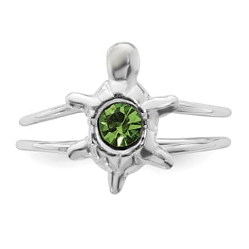 Rhodium Over Sterling Silver Cubic Zirconia Turtle Toe Ring