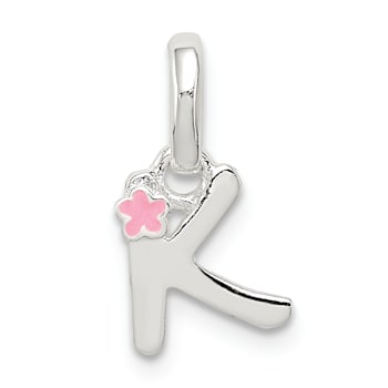 Sterling Silver Letter K with Enamel Pendant