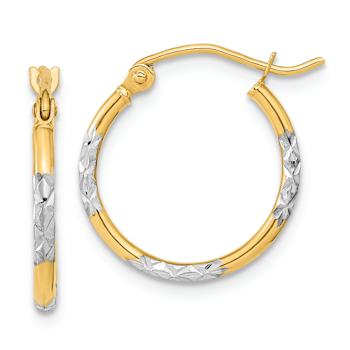 14k Yellow Gold and Rhodium Over 14k Yellow Gold Diamond-Cut 5/8"
Hoop Earrings