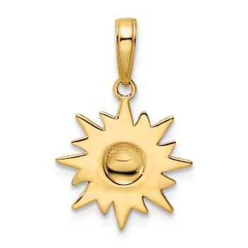 14k Two-tone Gold Diamond-Cut Sun Pendant
