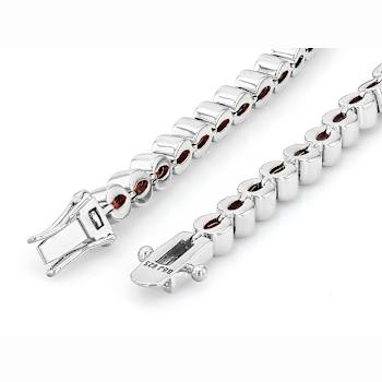 Red Garnet Oval Tennis Bracelet In Sterling Silver