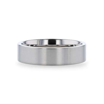 SOLAR Flat Profile Brushed Finish Men’s Titanium Wedding Band 6mm