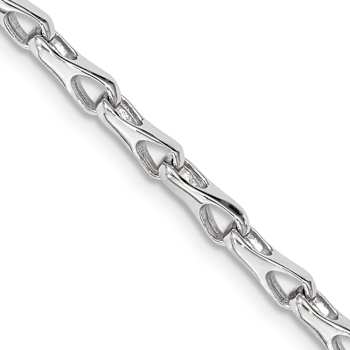 Rhodium Over 14k White Gold Hand-polished 3.5mm Fancy Link Bracelet