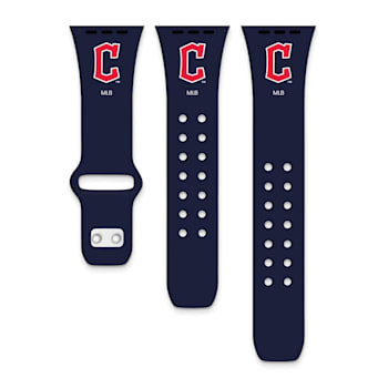 Gametime MLB Cleveland Guardians Navy Silicone Apple Watch Band (42/44mm
M/L). Watch not included.