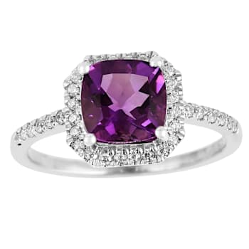 Purple Amethyst with Moissanite Accents Rhodium Over Sterling Silver
Asscher Cut Ring