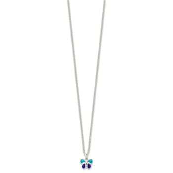 Sterling Silver Polished Enameled Butterfly with 1.5-inch Extension
Children's Necklace