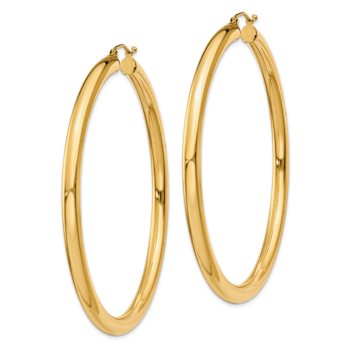 14k Yellow Gold 2 3/8" Polished Tube Hoop Earrings