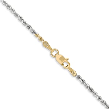 14k Tri-color Gold 1.75mm Solid Diamond-Cut Rope 16 Inch Chain