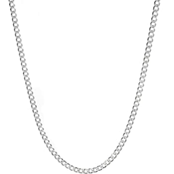 Cuban Link Chain Necklace 2mm In Sterling Silver 24 Inch