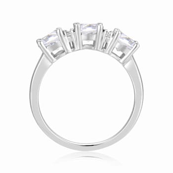 White Topaz and Moissanite Sterling Silver 3-Stone Ring