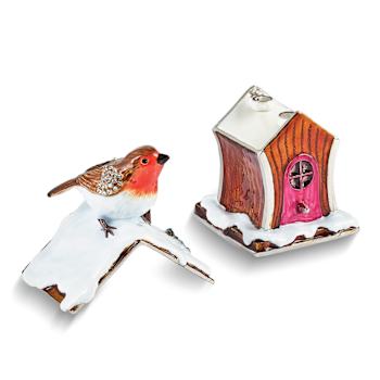 BERTIE Robin on Bird House Trinket Box