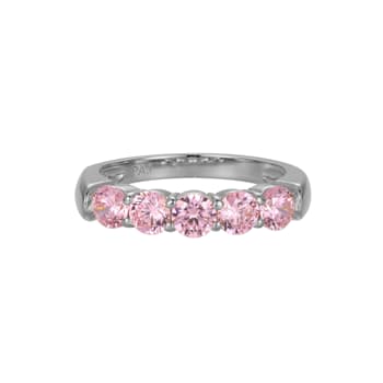 Pink Cubic Zirconia Platinum Over Sterling Silver Ring 2.16ctw