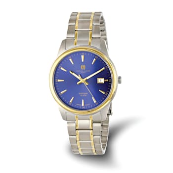 Men's Charles Hubert Two-Tone Titanium 40mm Blue Dial Watch