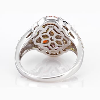 Multi-Sapphire Rhodium Over Sterling Silver Ring 3.04ctw