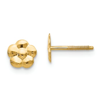 14K Yellow Gold Flower Post Earrings