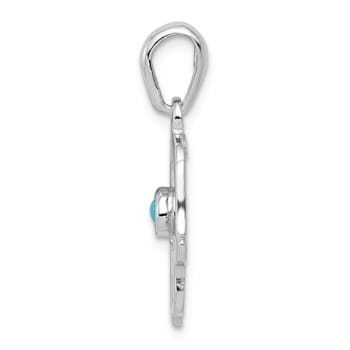 Rhodium Over 14k White Gold Turquoise Chamseh Pendant