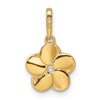 14K Yellow Gold Cubic Zirconia Flower Pendant