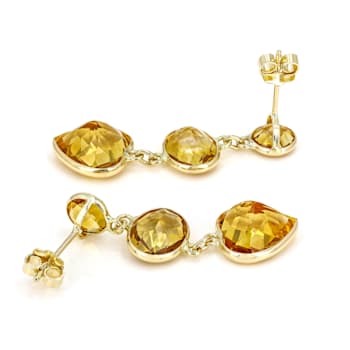 Yellow Citrine 14K Yellow Gold Dangle Earrings 10.23ctw